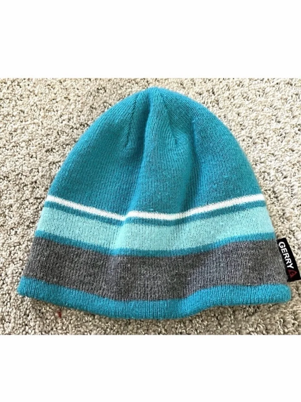 Gerry Turquoise Gray Beanie Hat Boys Girls Snow Winter Outdoor Fall Lightweight